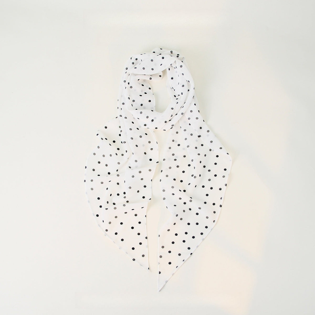 Polka Dot Pearl Chiffon Long Thin Scarf