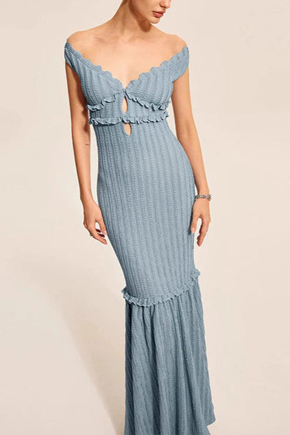 V-Neck Backless Fitted Knit Sweater Dress