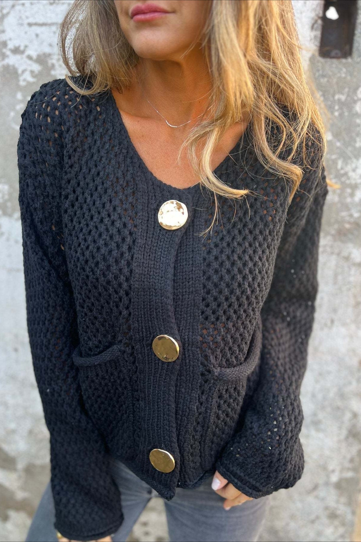 Chunky Knit Button Up Sweater