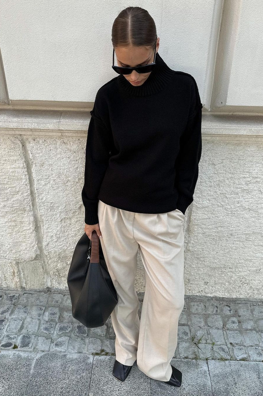 Colorblock Turtleneck Knit Sweater