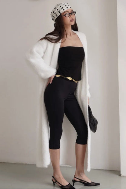 Long Faux Shearling Solid Color Overcoat
