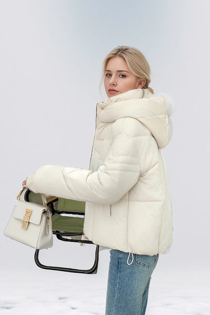 Quilted Down Blend Cropped Coat
