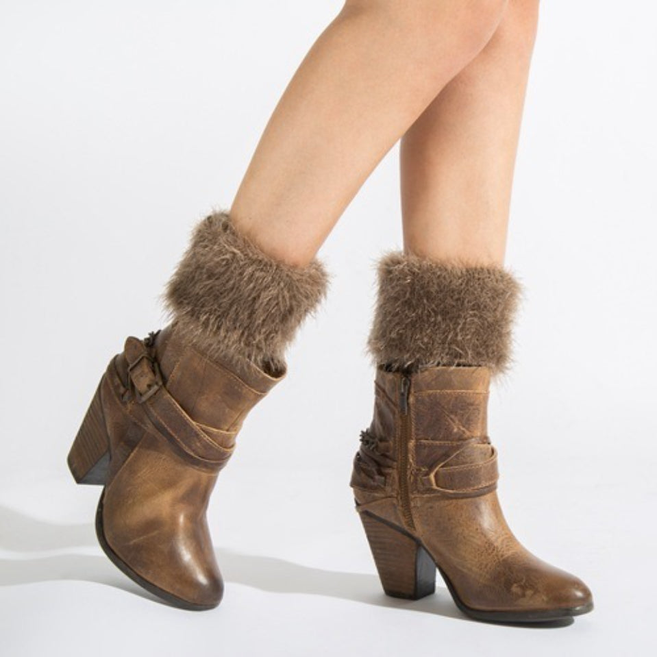 Short Feather Yarn Foldover Boot Cuffs