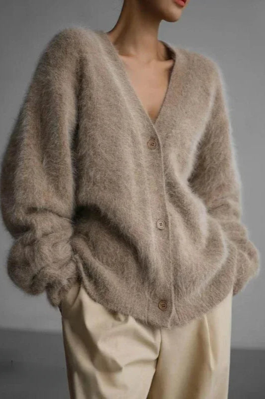 Oversized V-Neck Knit Cardigan