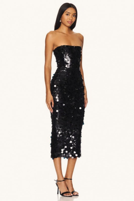 Strapless Backless Sequin Split Party Sequin Dress