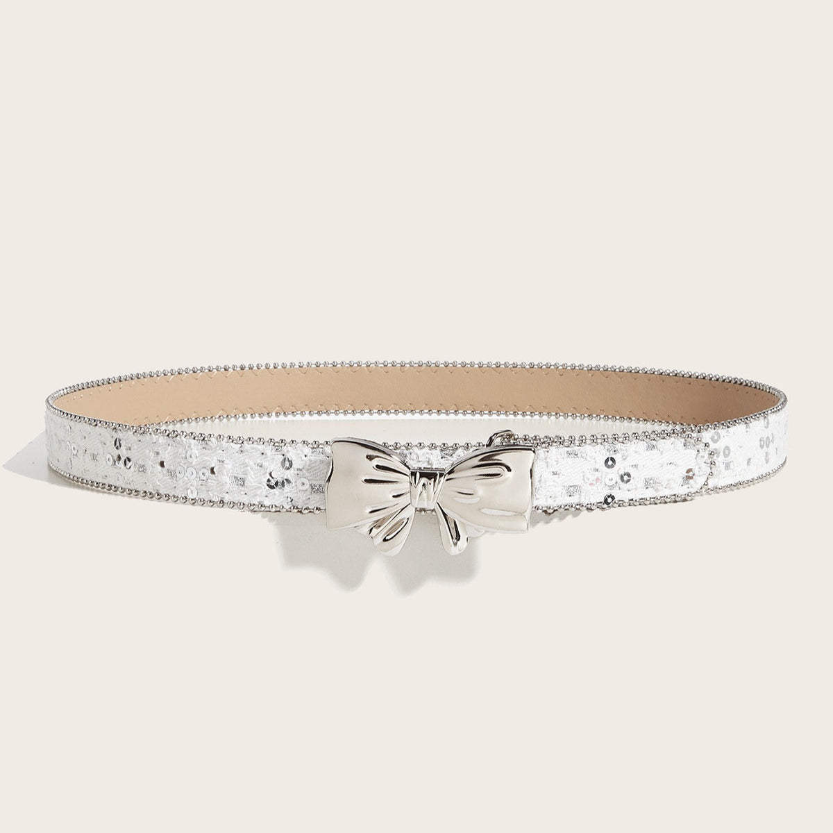 Denim Butterfly Buckle Beaded Statement Belt