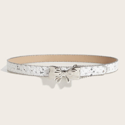 Denim Butterfly Buckle Beaded Statement Belt