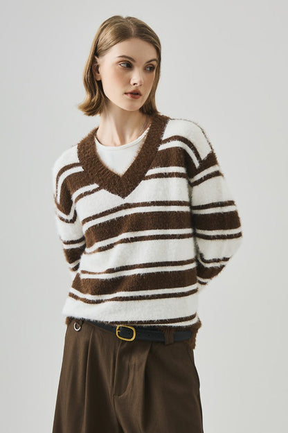 Loose Fit V Neck Knit Sweater