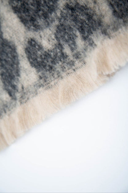 Leopard Print Jacquard Short Fringe Scarf