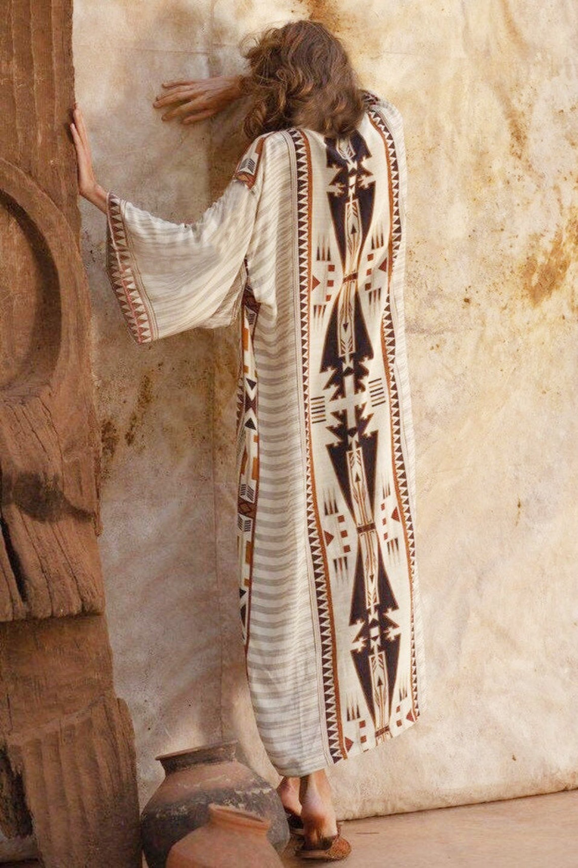 Geometric Print Loose Fit Beachwear Cover Up