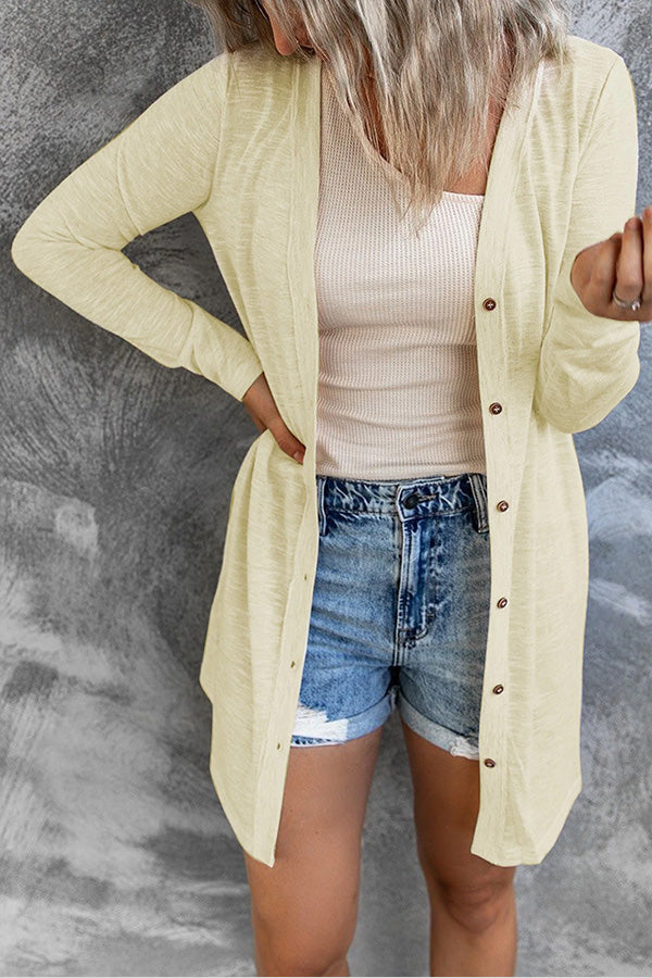 Casual Button Front Open Front Cover Up