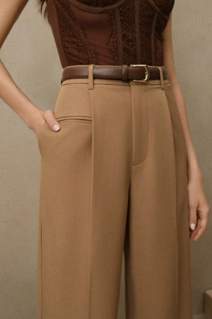 High Waist Fluid Long Straight Pants