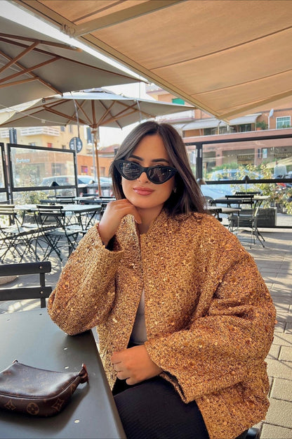 Sequined Stand Collar Jacket