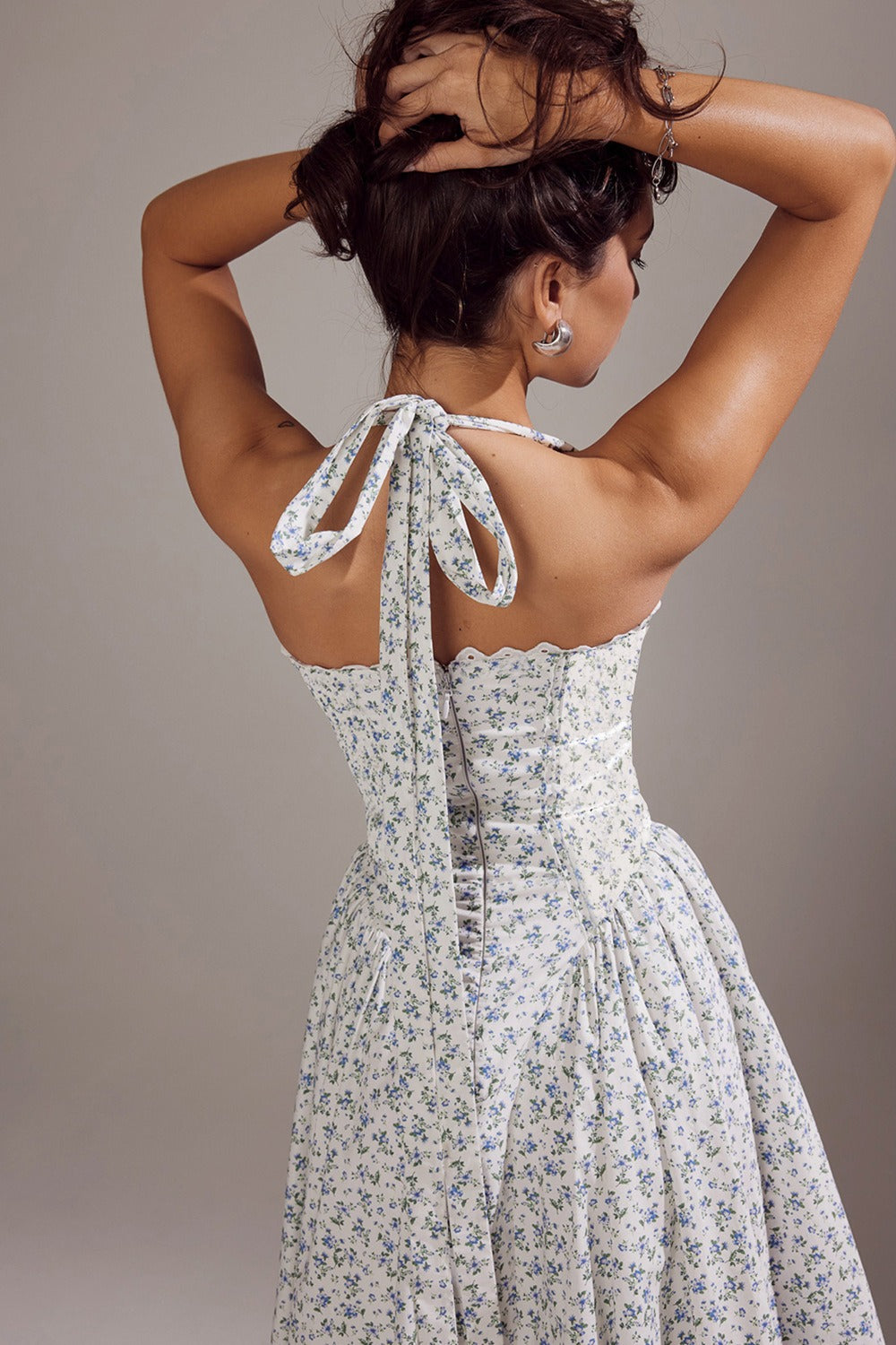 Halter Neck Slim Strap Floral Dress