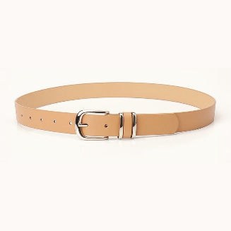 Minimal Textured Double Ring Buckle Waist Belt