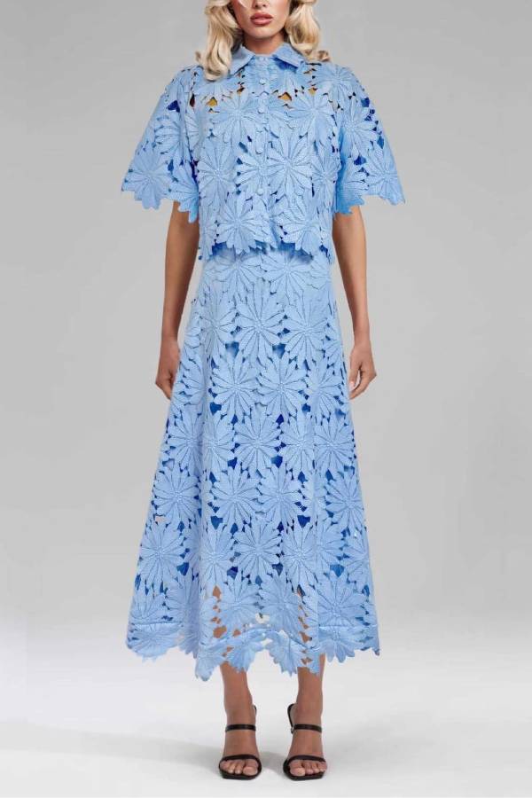Elegant Lace Midi Skirt