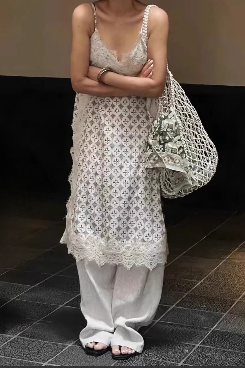 Floral Lace Spaghetti Strap Boho Dress