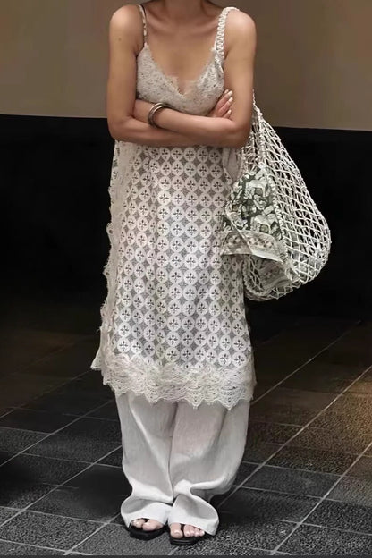 Floral Lace Spaghetti Strap Boho Dress