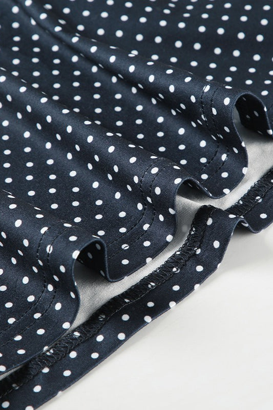 Polka Dot Crew Neck Fit and Flare Ruffle Mini Dress