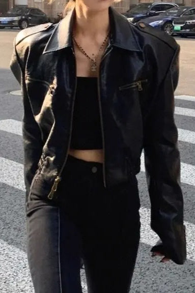 PU Leather Biker Bomber Jacket
