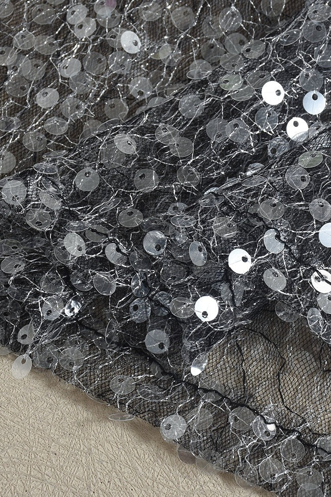 Sequin Sheer Cape Crop Top