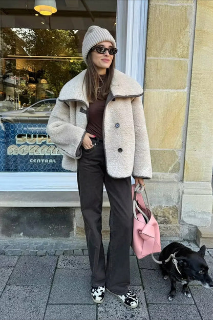 Fleece Lapel Short Jacket