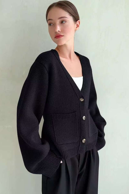 V Neck Pocket Detail Cardigan