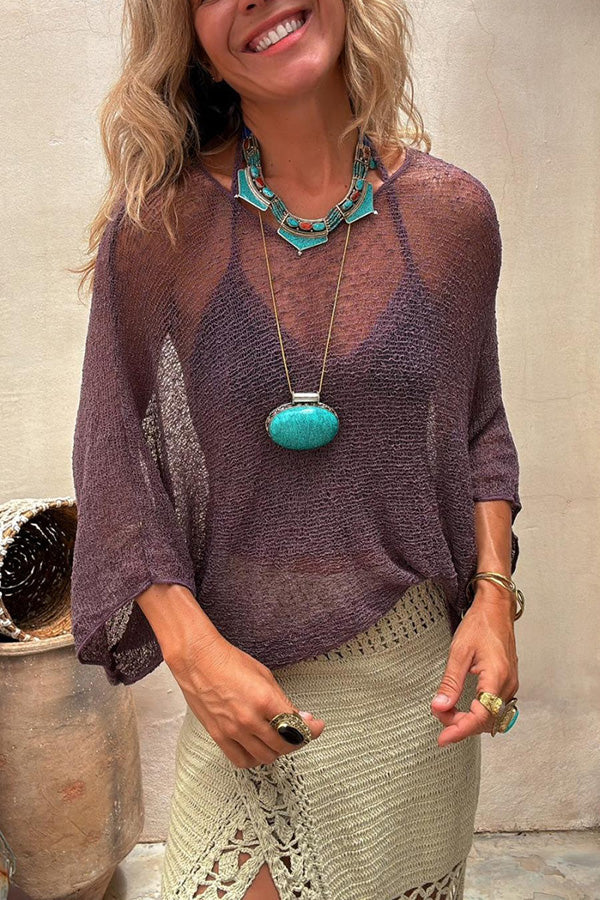 Sexy See-through Long-sleeved Beach Cover-up Top