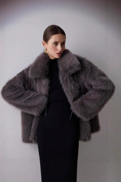 Luxe Solid Faux Fur Winter Coat