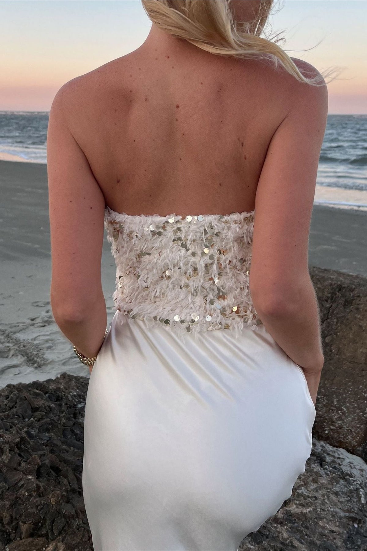 Sequin Fringe Bustier Tube Top
