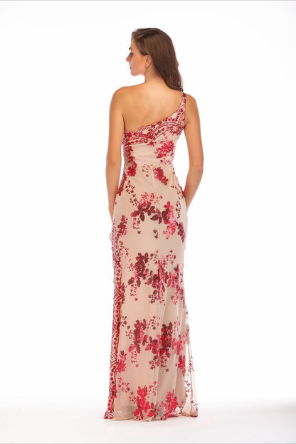 Sequin Backless Asymmetric Formal Dress