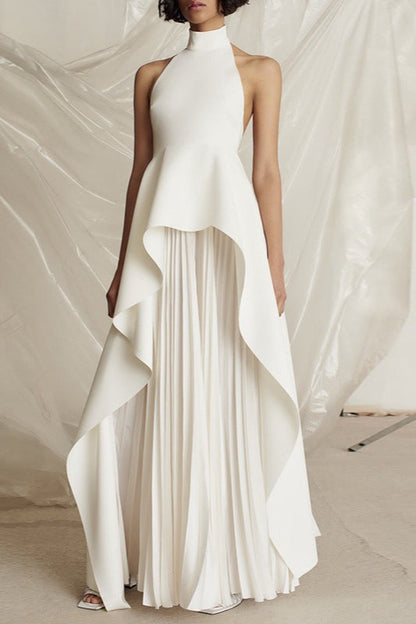 Halter Neck Pleated Prom Dress
