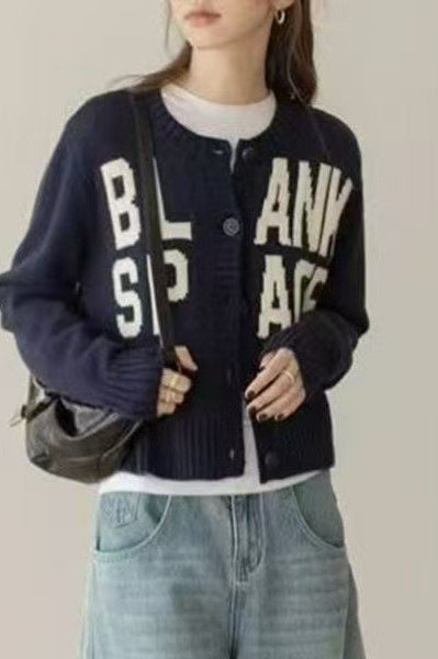 Loose Fit Letter Embroidery Sweater