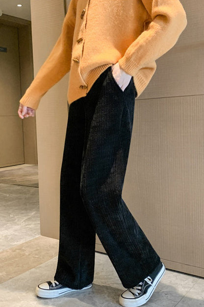 High Waist Corduroy Knit Pants