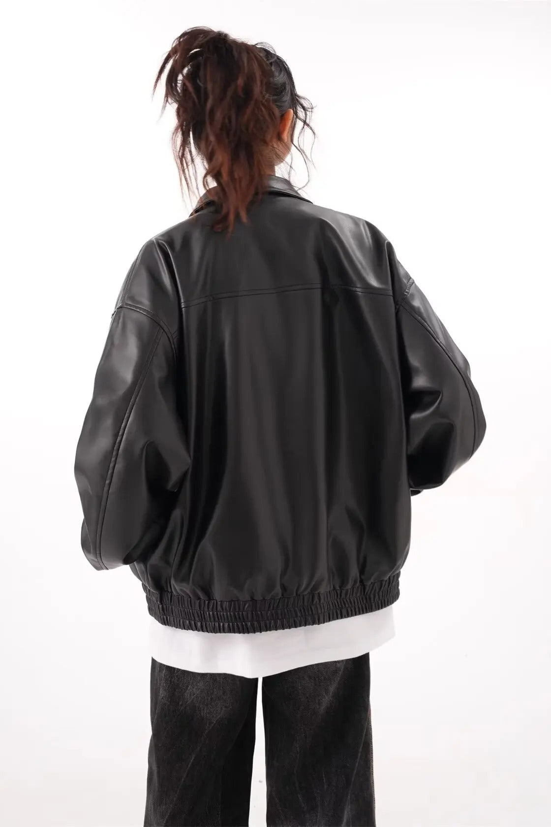 Vintage PU Leather Lapel Jacket