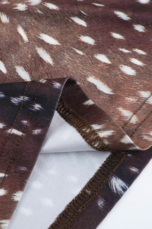 Deer Print V Neck Sleeveless Halter Top