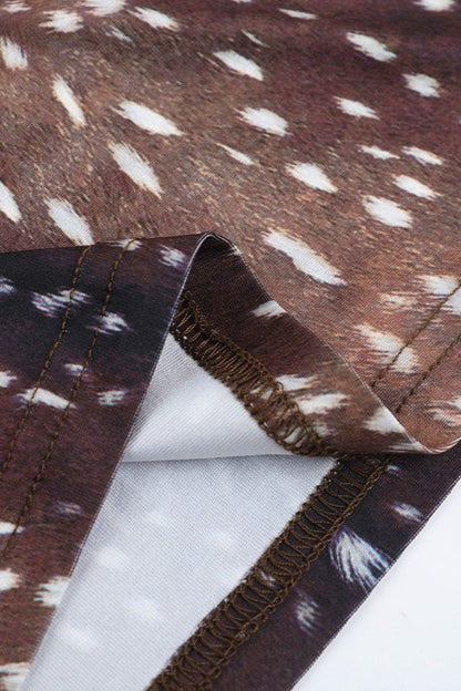 Deer Print V Neck Sleeveless Halter Top
