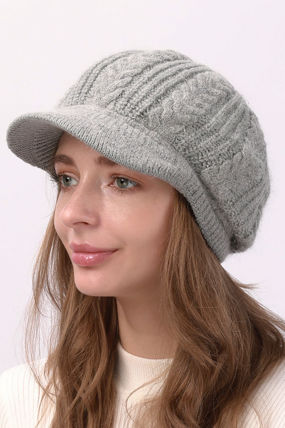 Fleece Lined Cable Knit Beret Hat