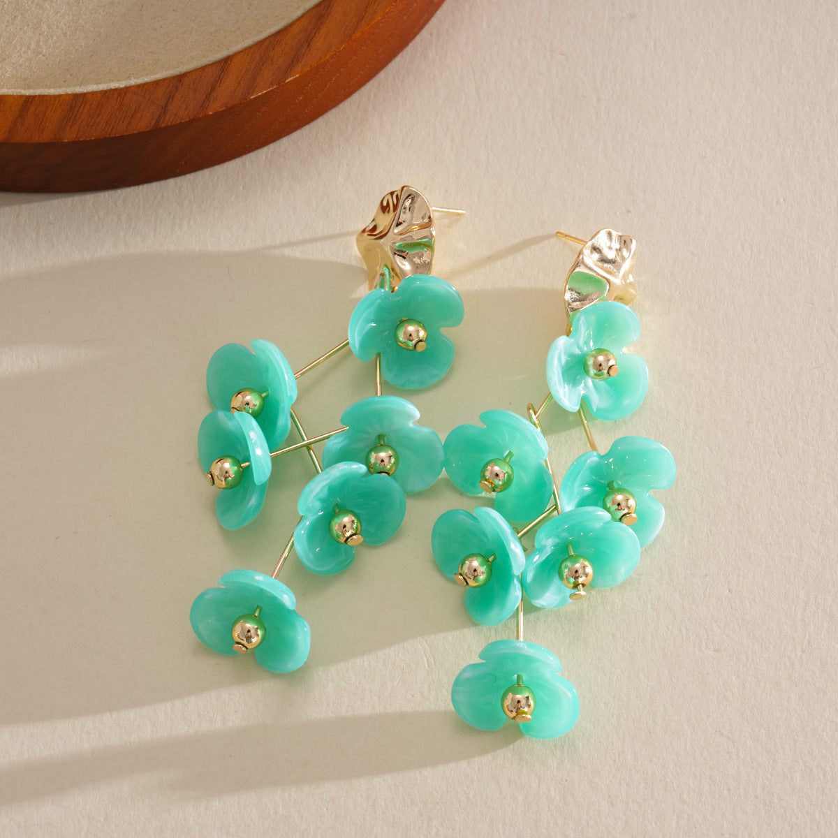 Multi Layer Floral Tassel Drop Earrings