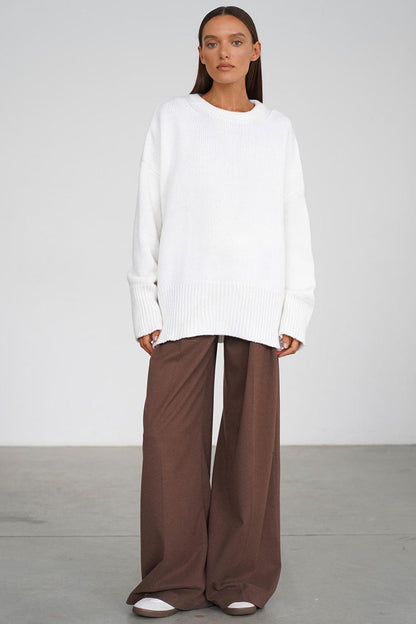 Casual Solid Color Pullover Sweater