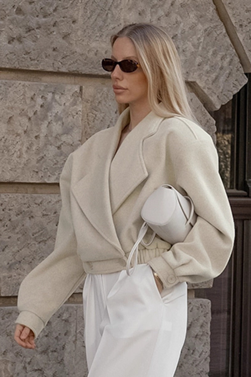 Office Ready Notch Lapel Wool Blend Coat