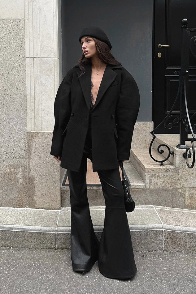 Wool Blend Relaxed Tailoring Coat