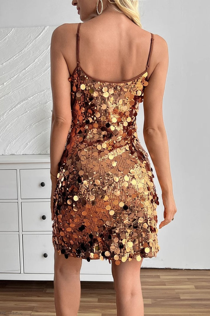 Large Sequin Sleeveless Cami Sequin Dress