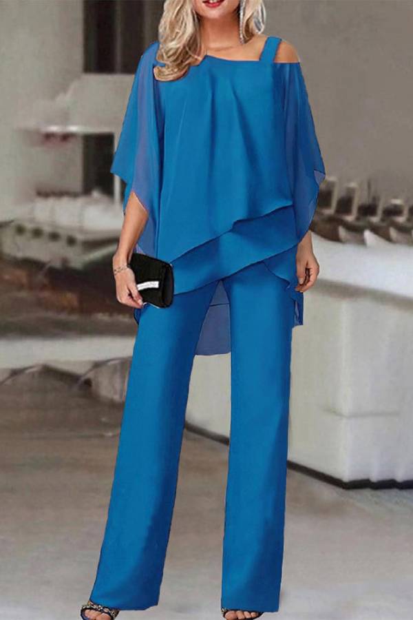 Irregular bat sleeve jumpsuit two-piece suit