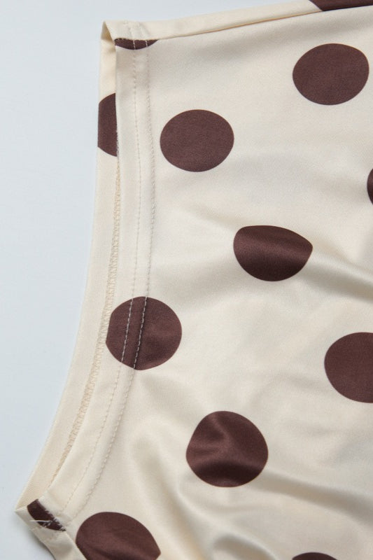 Polka Dot Waist Cinched Slim Crop Top
