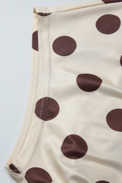 Polka Dot Waist Cinched Slim Crop Top