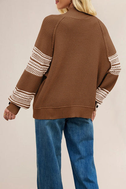 Colorblock Turtleneck Knit Sweater