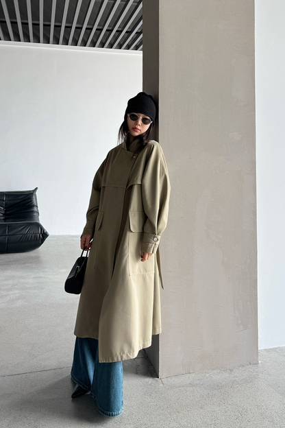 Vintage Lapel Long British Slouchy Casual Overcoat