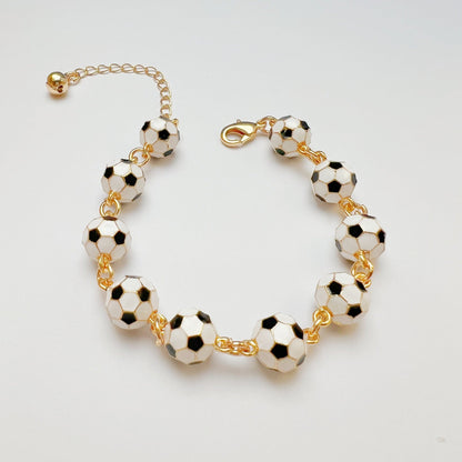3D Enamel Soccer KC Gold Plated Adjustable Bracelet