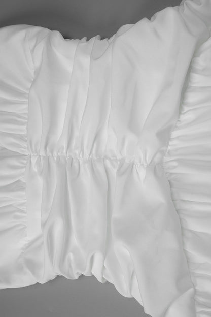 Solid Color Deep V Ruched A Line Maxi Dress